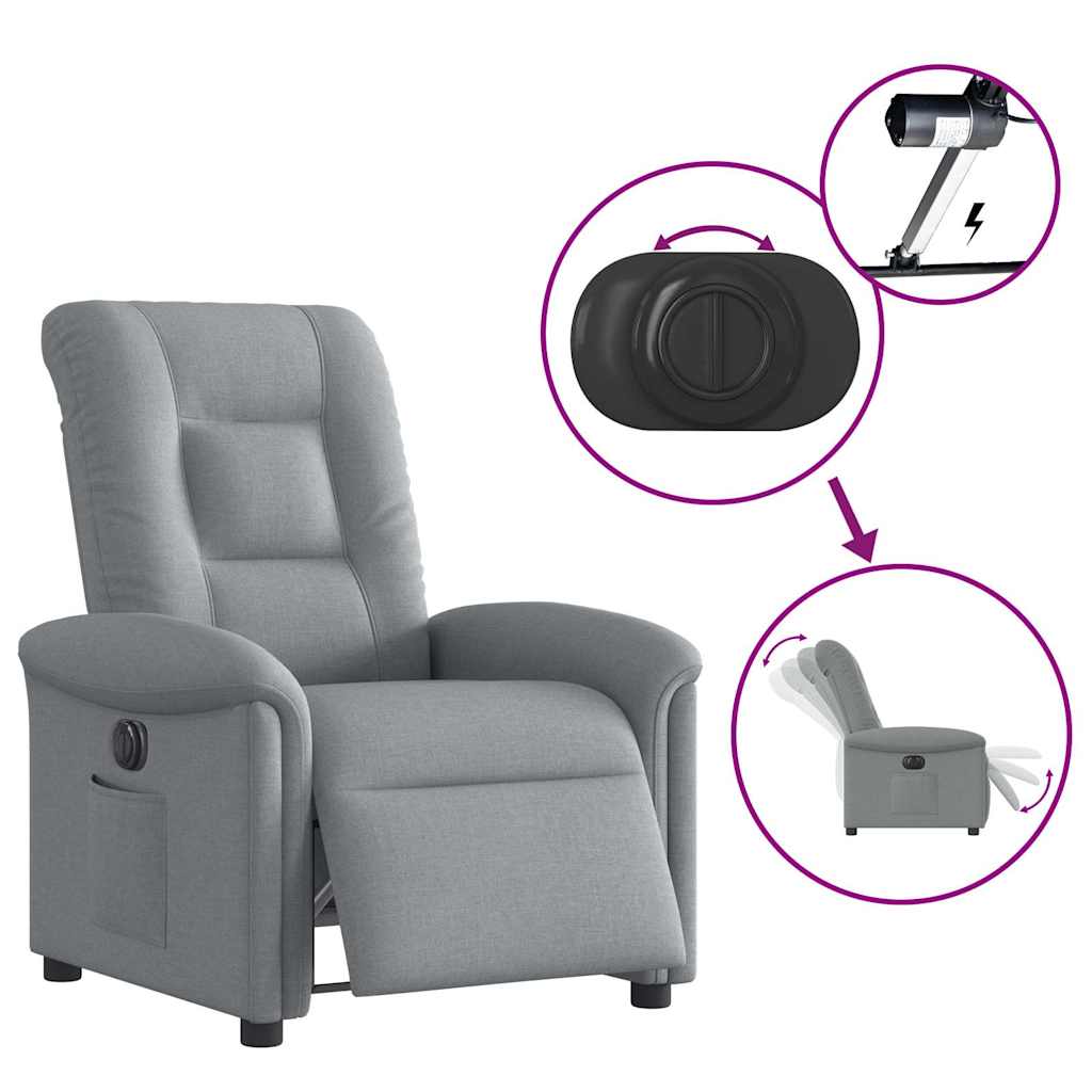 Fauteuil elektrisch verstelbaar stof lichtgrijs
