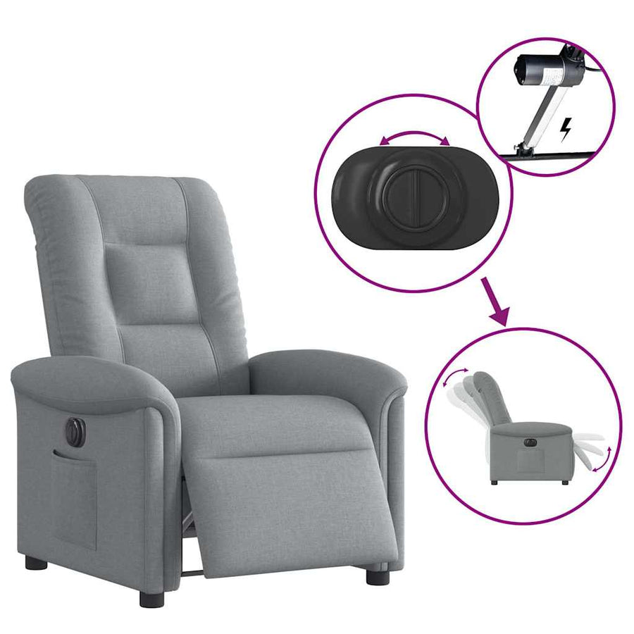 Fauteuil elektrisch verstelbaar stof lichtgrijs