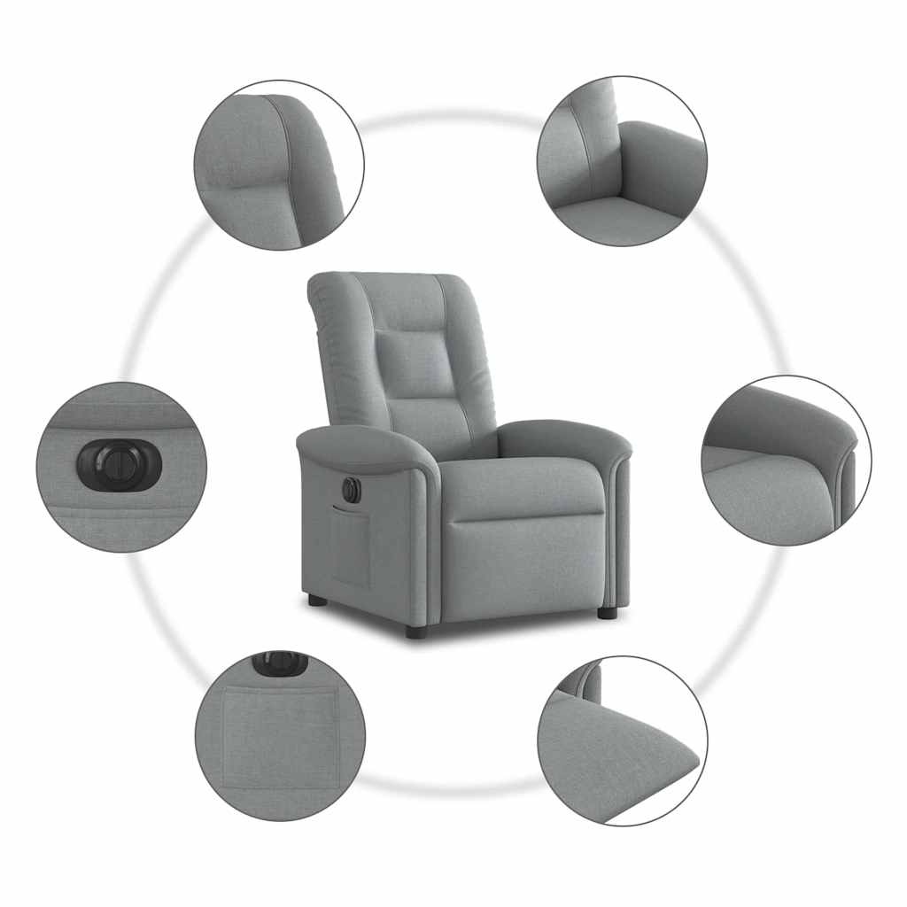 Fauteuil elektrisch verstelbaar stof lichtgrijs