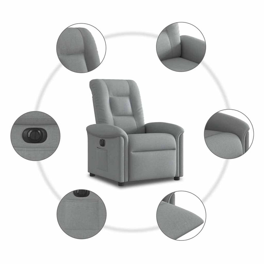 Fauteuil elektrisch verstelbaar stof lichtgrijs