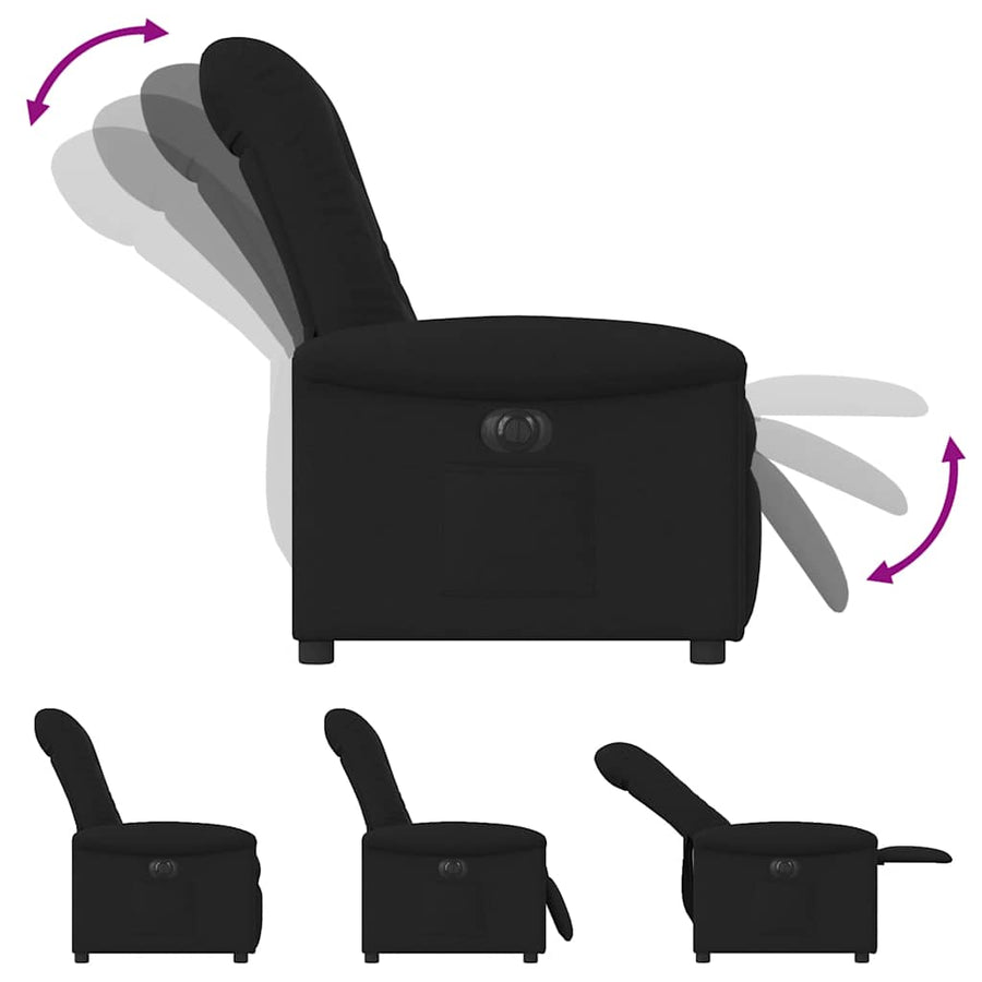 Fauteuil verstelbaar elektrisch stof zwart