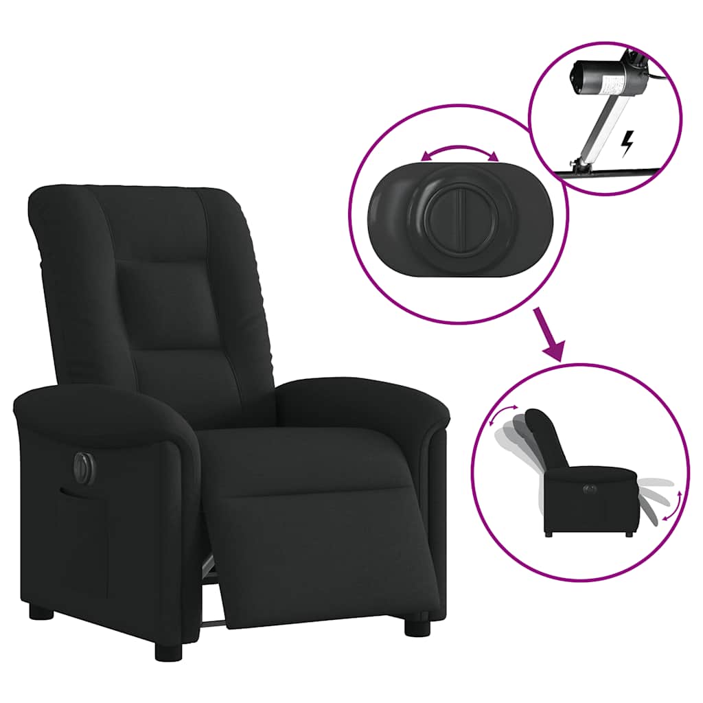 Fauteuil verstelbaar elektrisch stof zwart