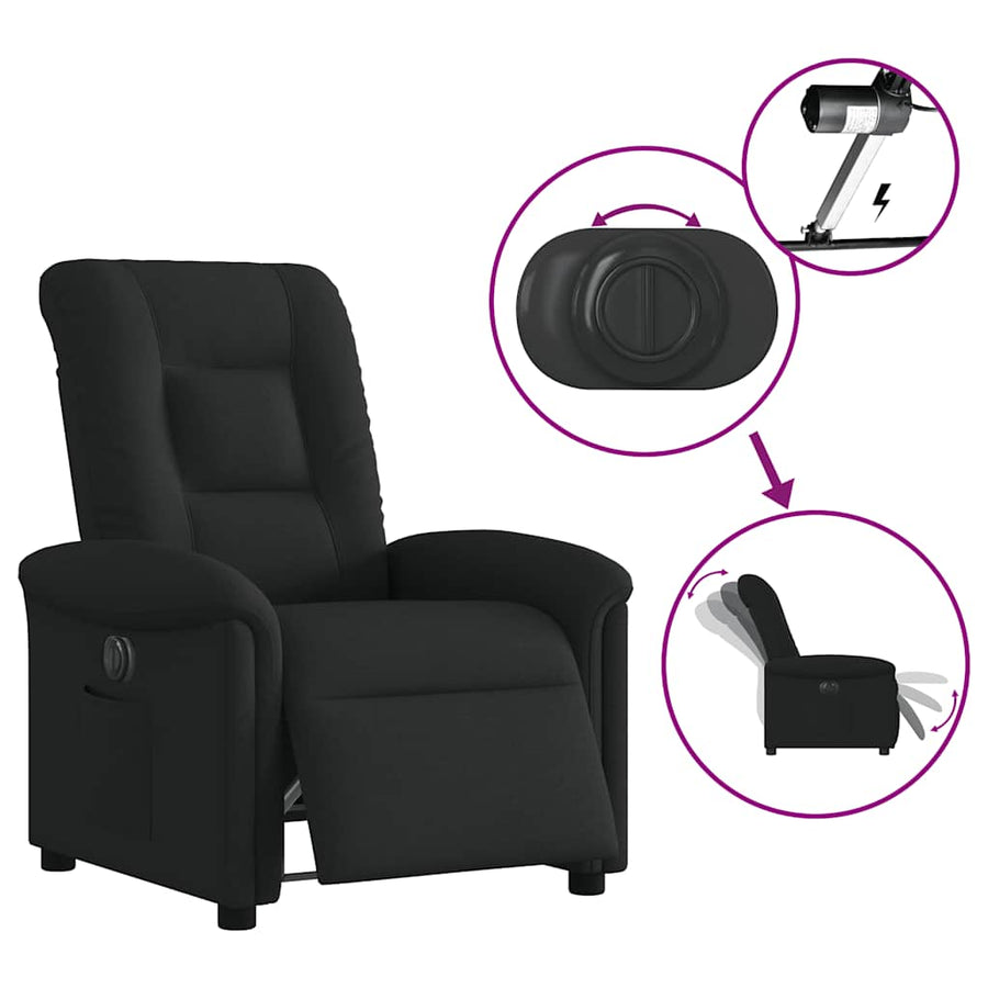 Fauteuil verstelbaar elektrisch stof zwart