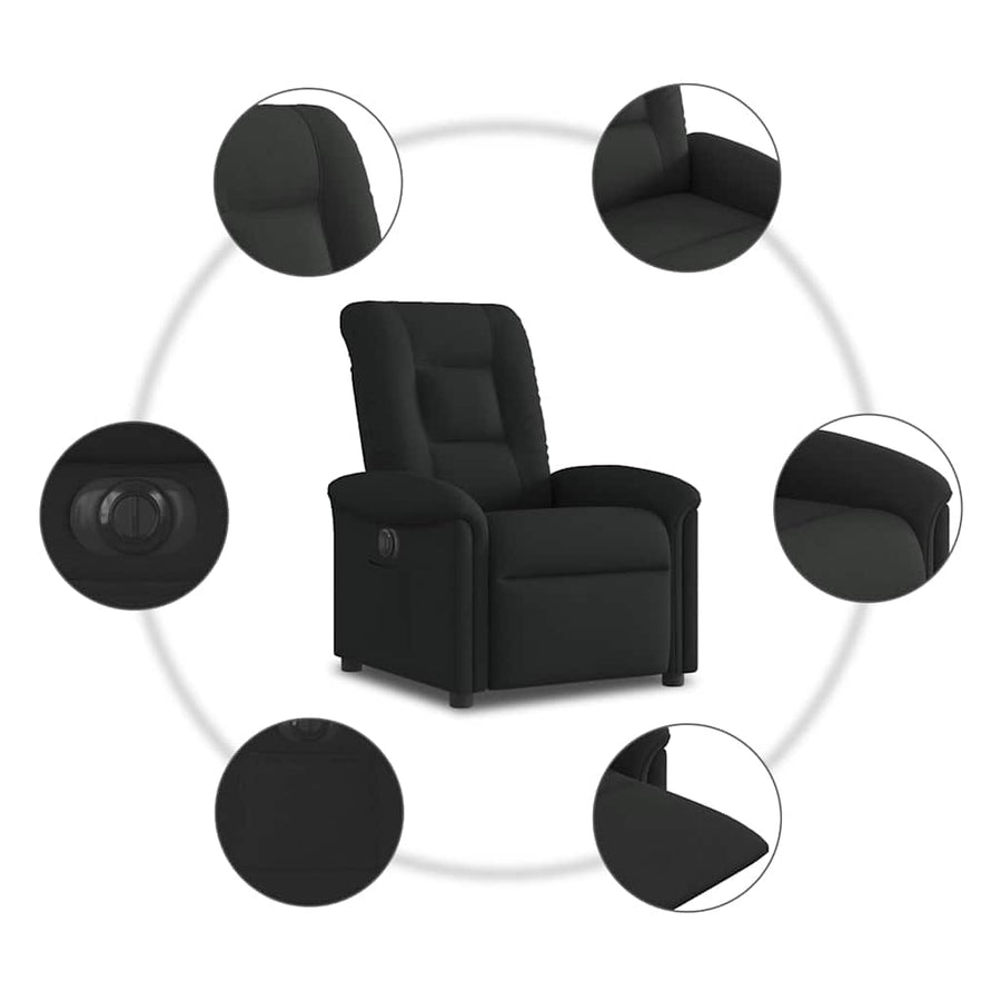 Fauteuil verstelbaar elektrisch stof zwart