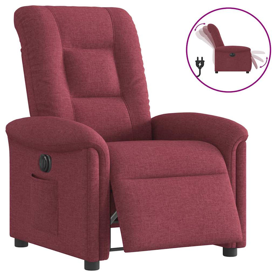 Fauteuil verstelbaar elektrisch stof wijnrood