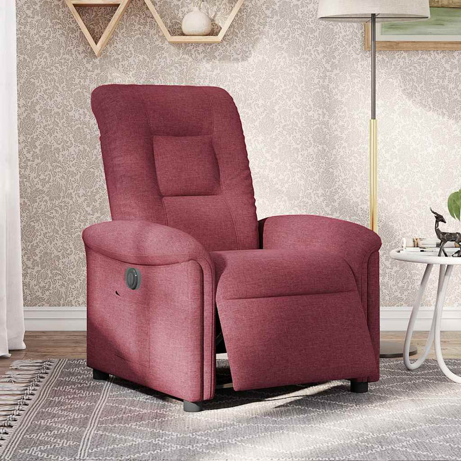 Fauteuil verstelbaar elektrisch stof wijnrood