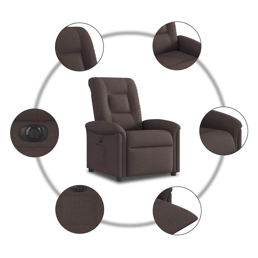 Fauteuil verstelbaar elektrisch stof donkerbruin