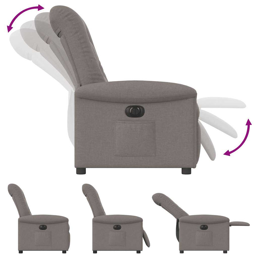 Fauteuil verstelbaar elektrisch stof taupe