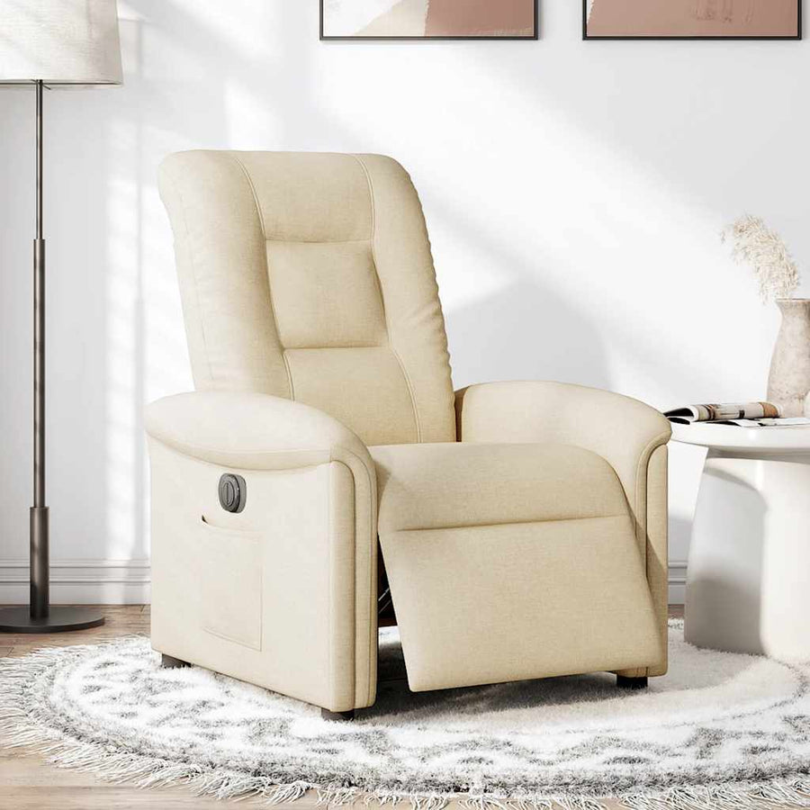 Fauteuil verstelbaar elektrisch stof crèmekleurig