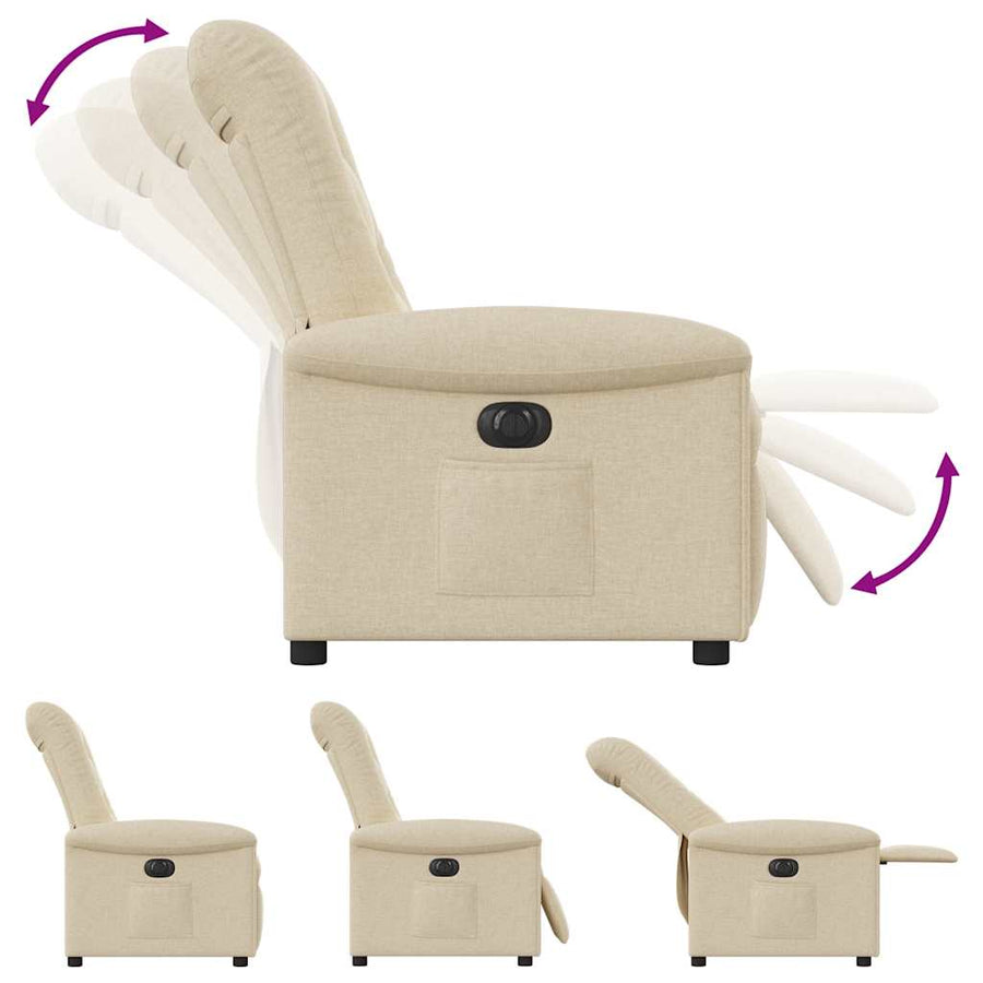 Fauteuil verstelbaar elektrisch stof crèmekleurig