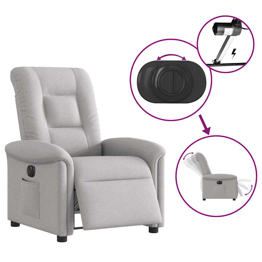 Fauteuil elektrisch verstelbaar stof wolk grijs