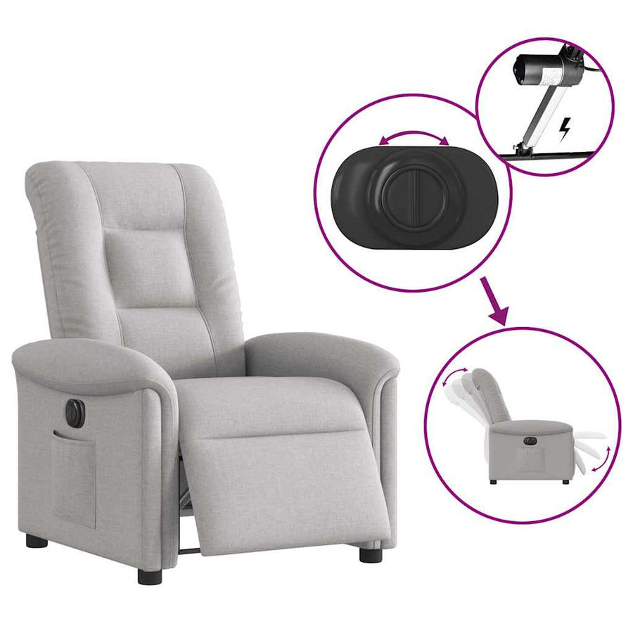 Fauteuil elektrisch verstelbaar stof wolk grijs