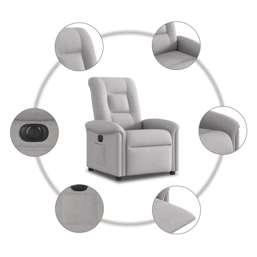 Fauteuil elektrisch verstelbaar stof wolk grijs