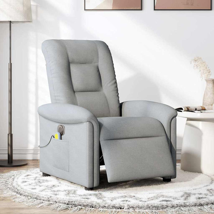 Massagestoel elektrisch verstelbaar stof lichtgrijs