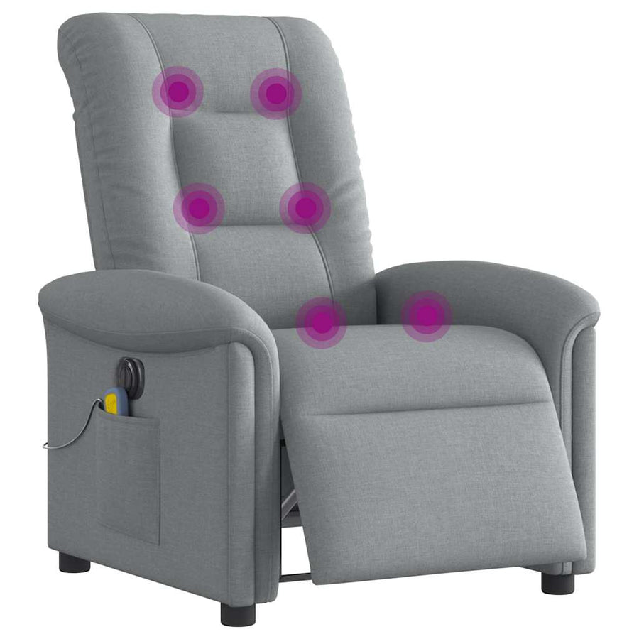 Massagestoel elektrisch verstelbaar stof lichtgrijs