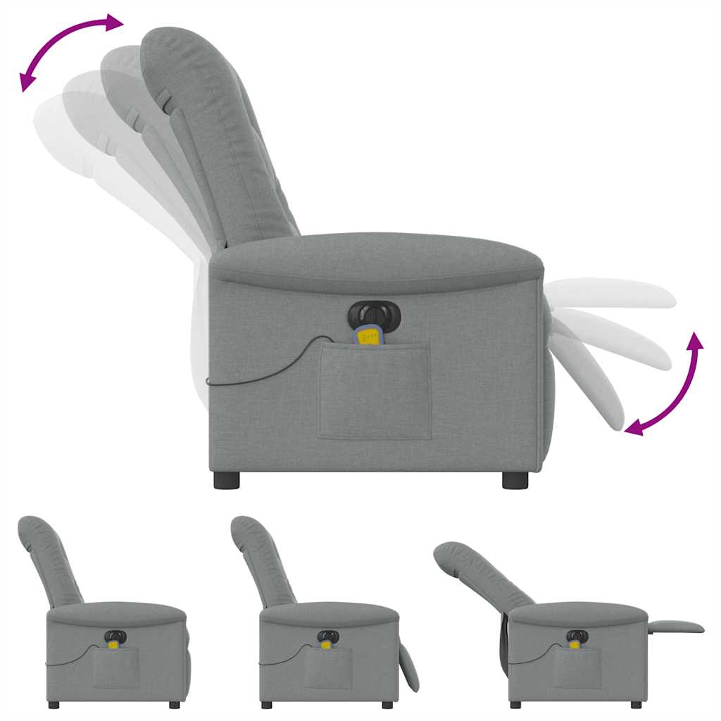 Massagestoel elektrisch verstelbaar stof lichtgrijs