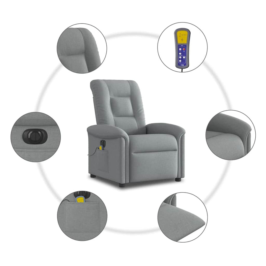 Massagestoel elektrisch verstelbaar stof lichtgrijs