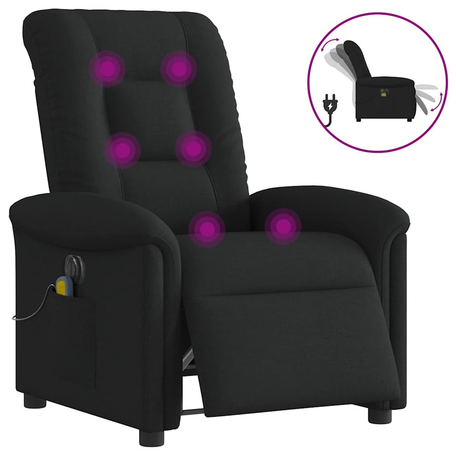 Massagestoel elektrisch verstelbaar stof zwart