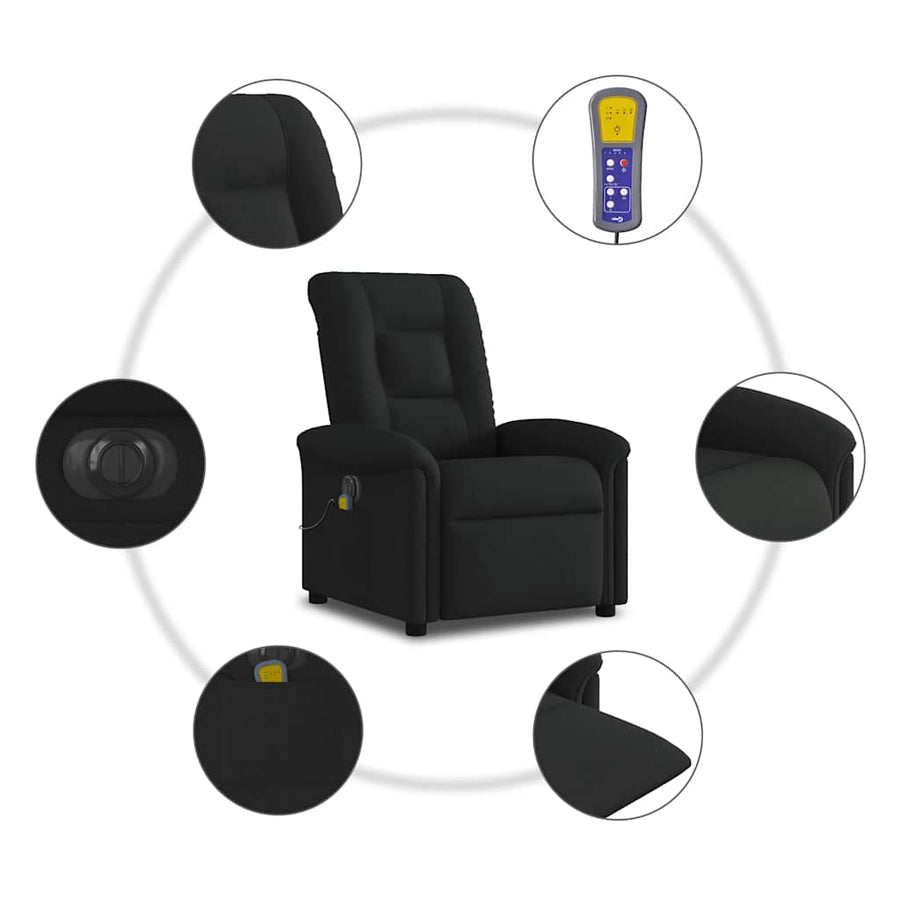 Massagestoel elektrisch verstelbaar stof zwart