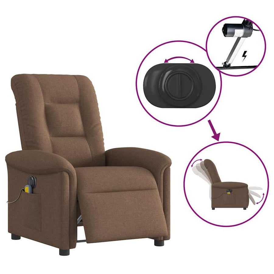 Massagestoel elektrisch verstelbaar stof bruin