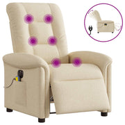 Massagestoel elektrisch verstelbaar stof crèmekleurig 77x91.5x96 cm