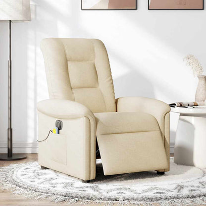 Massagestoel elektrisch verstelbaar stof crèmekleurig
