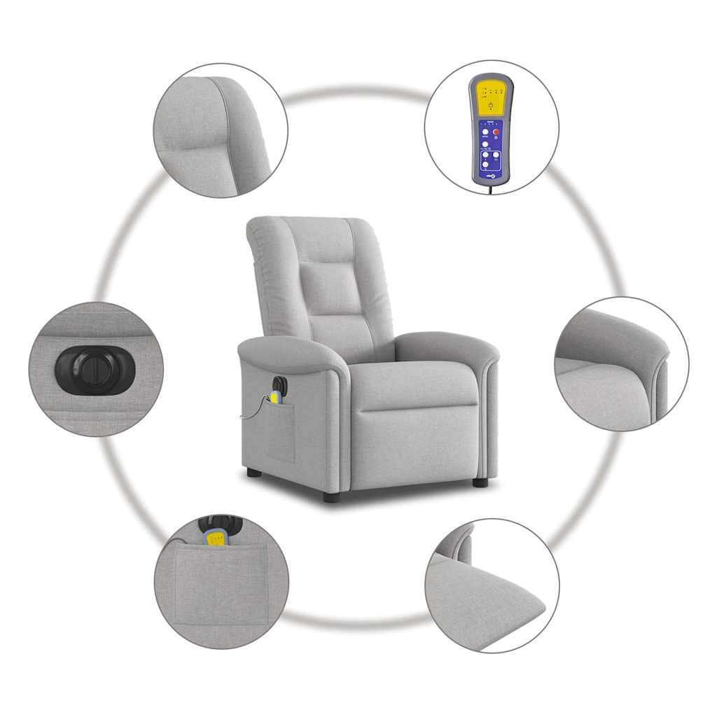 Massagestoel elektrisch verstelbaar stof wolk grijs