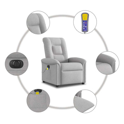 Massagestoel elektrisch verstelbaar stof wolk grijs