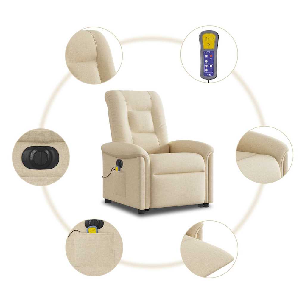 Sta-op-massagestoel elektrisch verstelbaar stof crèmekleurig