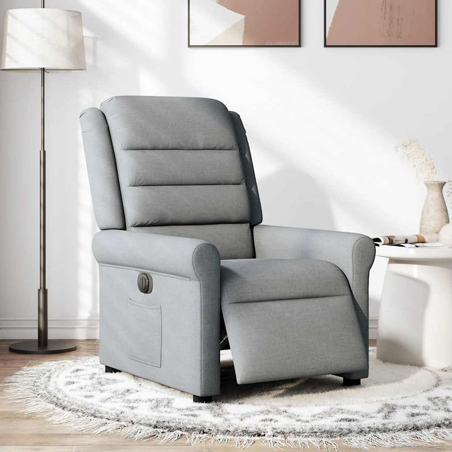 Fauteuil elektrisch verstelbaar stof lichtgrijs
