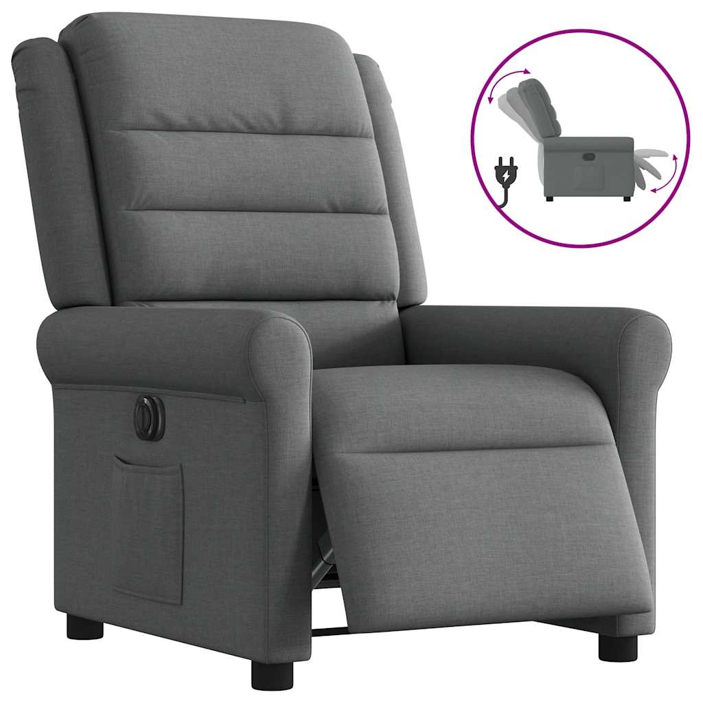 Fauteuil elektrisch verstelbaar stof donkergrijs