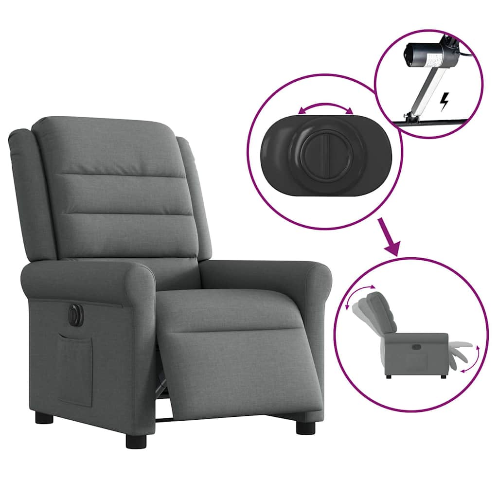 Fauteuil elektrisch verstelbaar stof donkergrijs