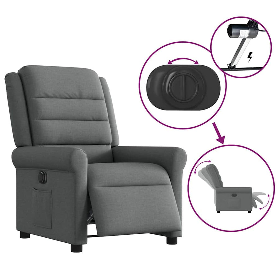 Fauteuil elektrisch verstelbaar stof donkergrijs