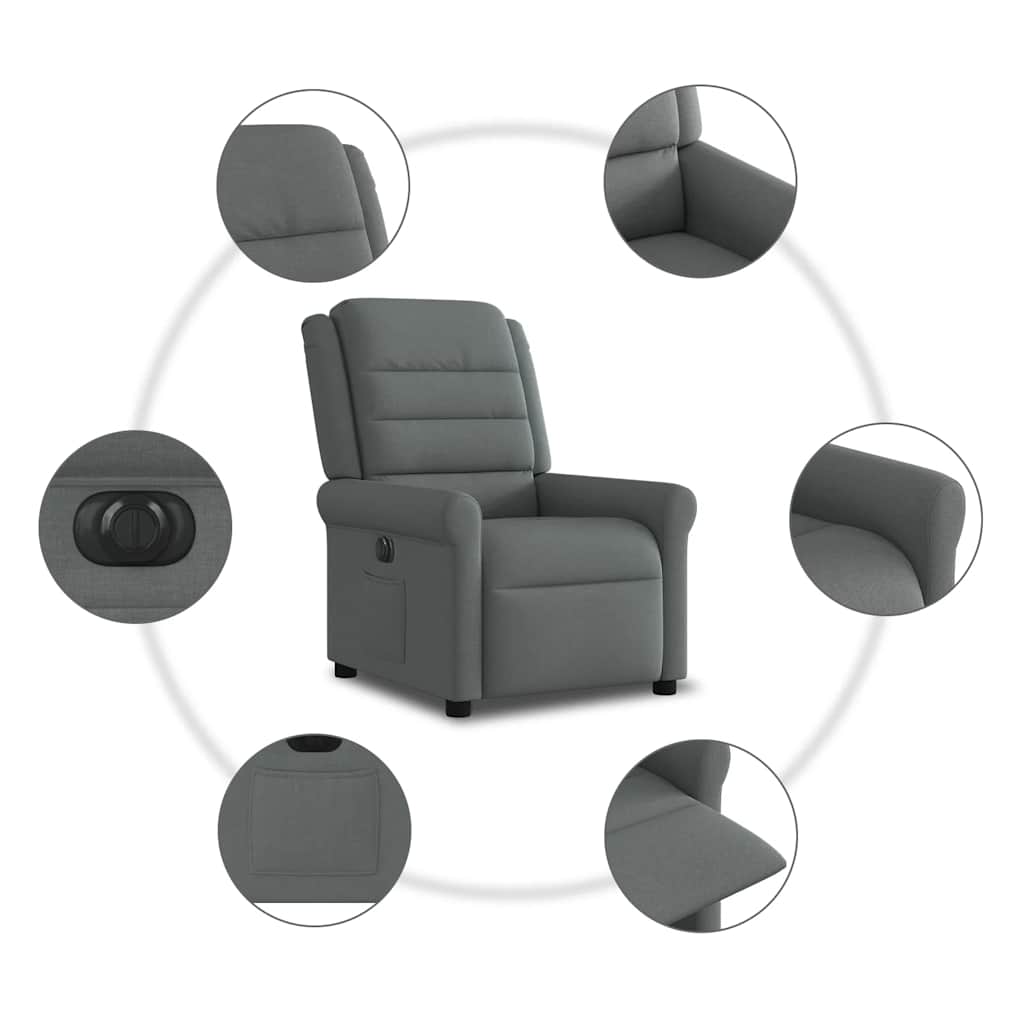 Fauteuil elektrisch verstelbaar stof donkergrijs