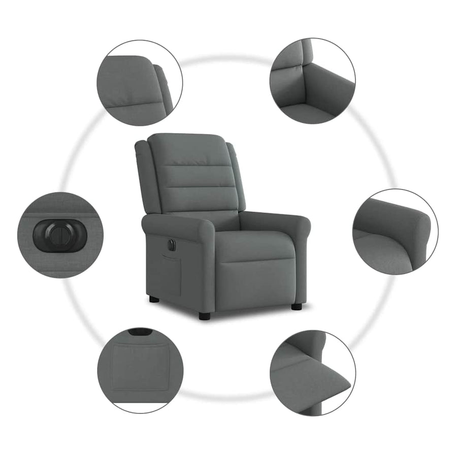 Fauteuil elektrisch verstelbaar stof donkergrijs