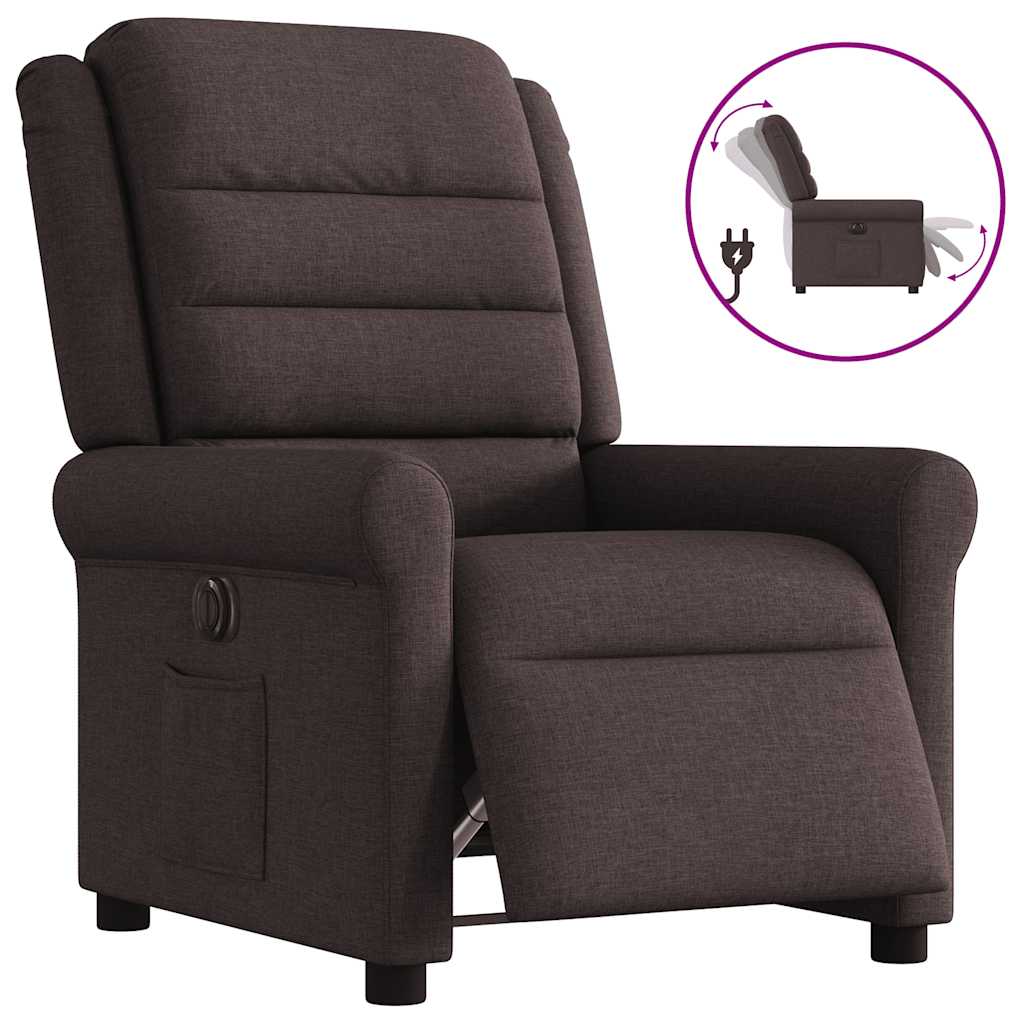 Fauteuil verstelbaar elektrisch stof donkerbruin