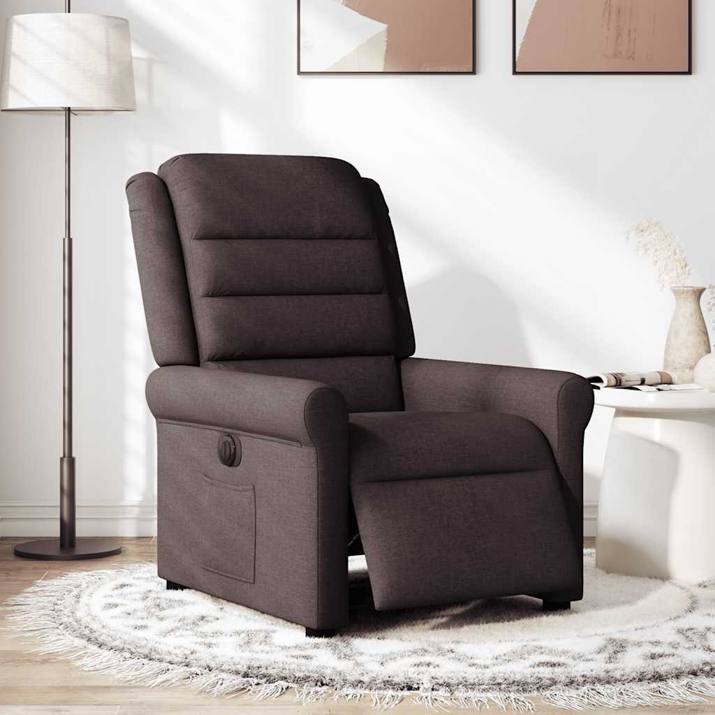 Fauteuil verstelbaar elektrisch stof donkerbruin