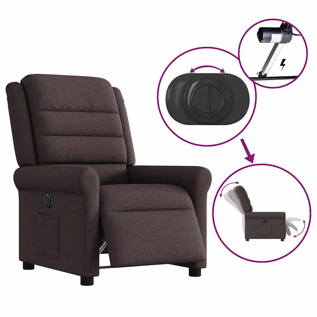 Fauteuil verstelbaar elektrisch stof donkerbruin