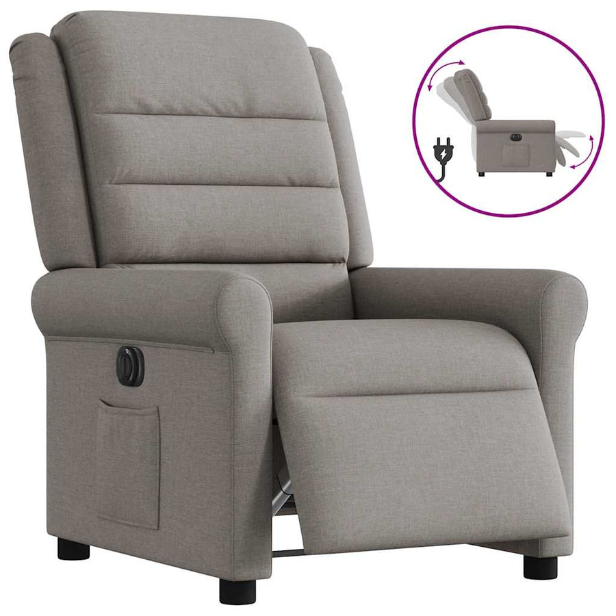 Fauteuil verstelbaar elektrisch stof taupe