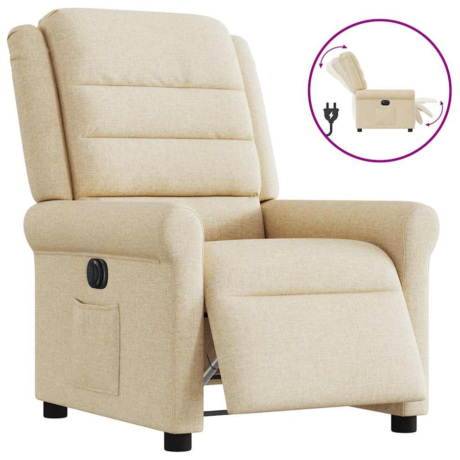 Fauteuil Verstelbaar Elektrisch Stof Kleurig Crème 1 Nee