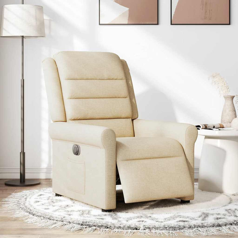 Fauteuil Verstelbaar Elektrisch Stof Kleurig Crème 1 Nee