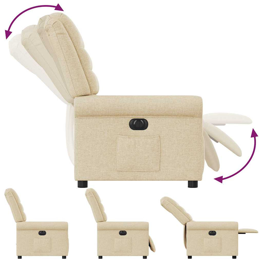 Fauteuil Verstelbaar Elektrisch Stof Kleurig Crème 1 Nee