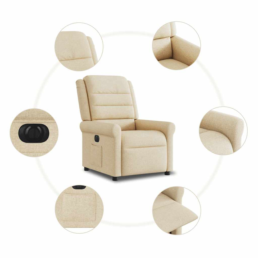 Fauteuil Verstelbaar Elektrisch Stof Kleurig Crème 1 Nee