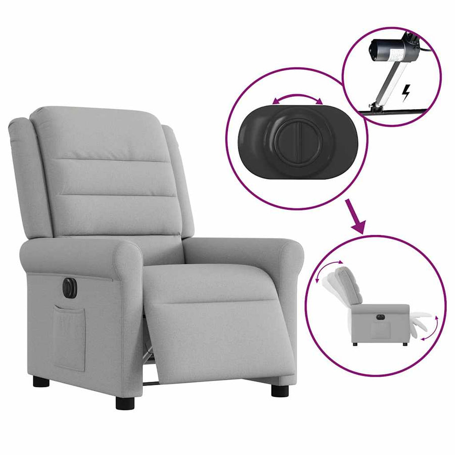 Fauteuil elektrisch verstelbaar stof wolk grijs