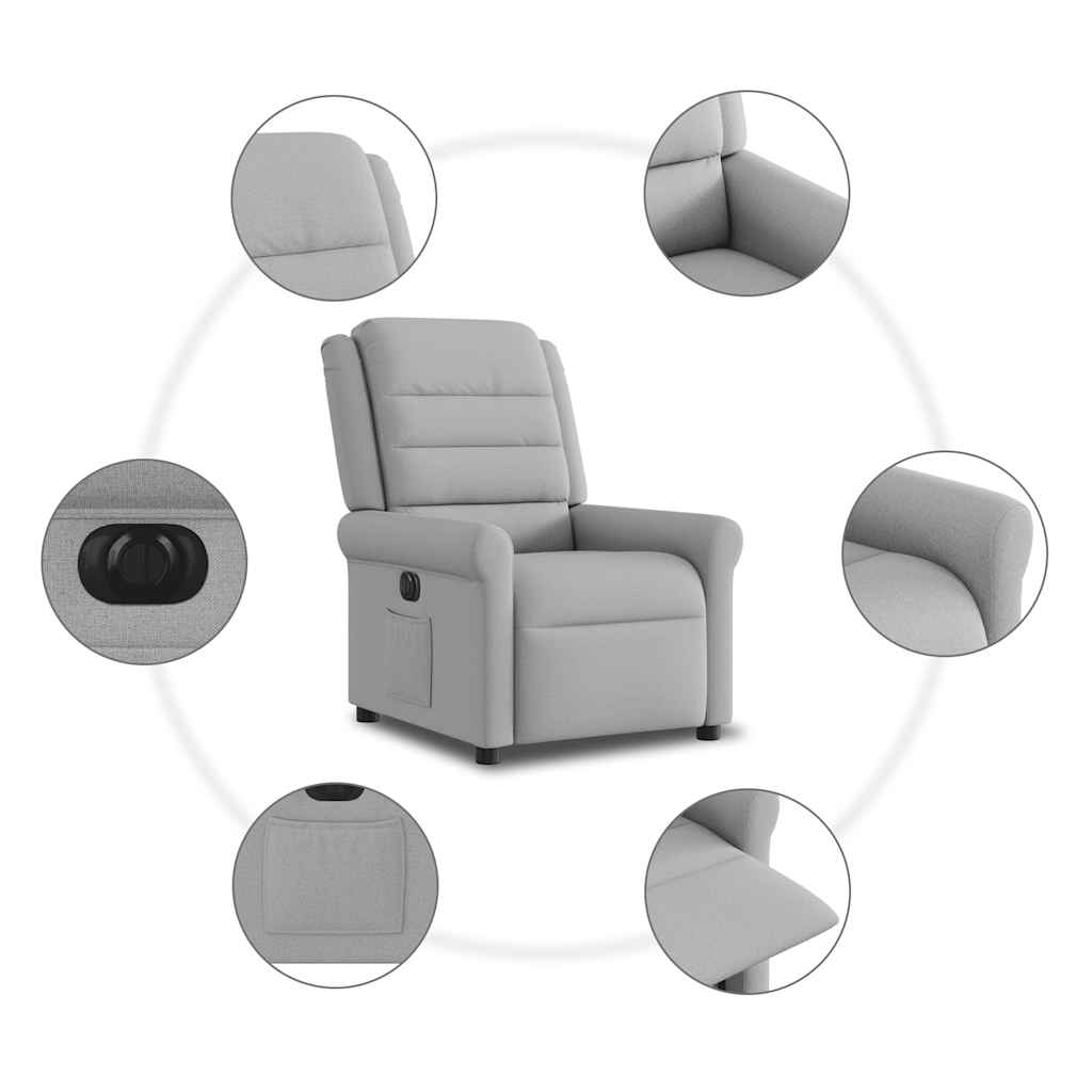 Fauteuil elektrisch verstelbaar stof wolk grijs