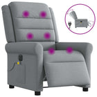 Massagestoel elektrisch verstelbaar stof lichtgrijs 73x91x102 cm