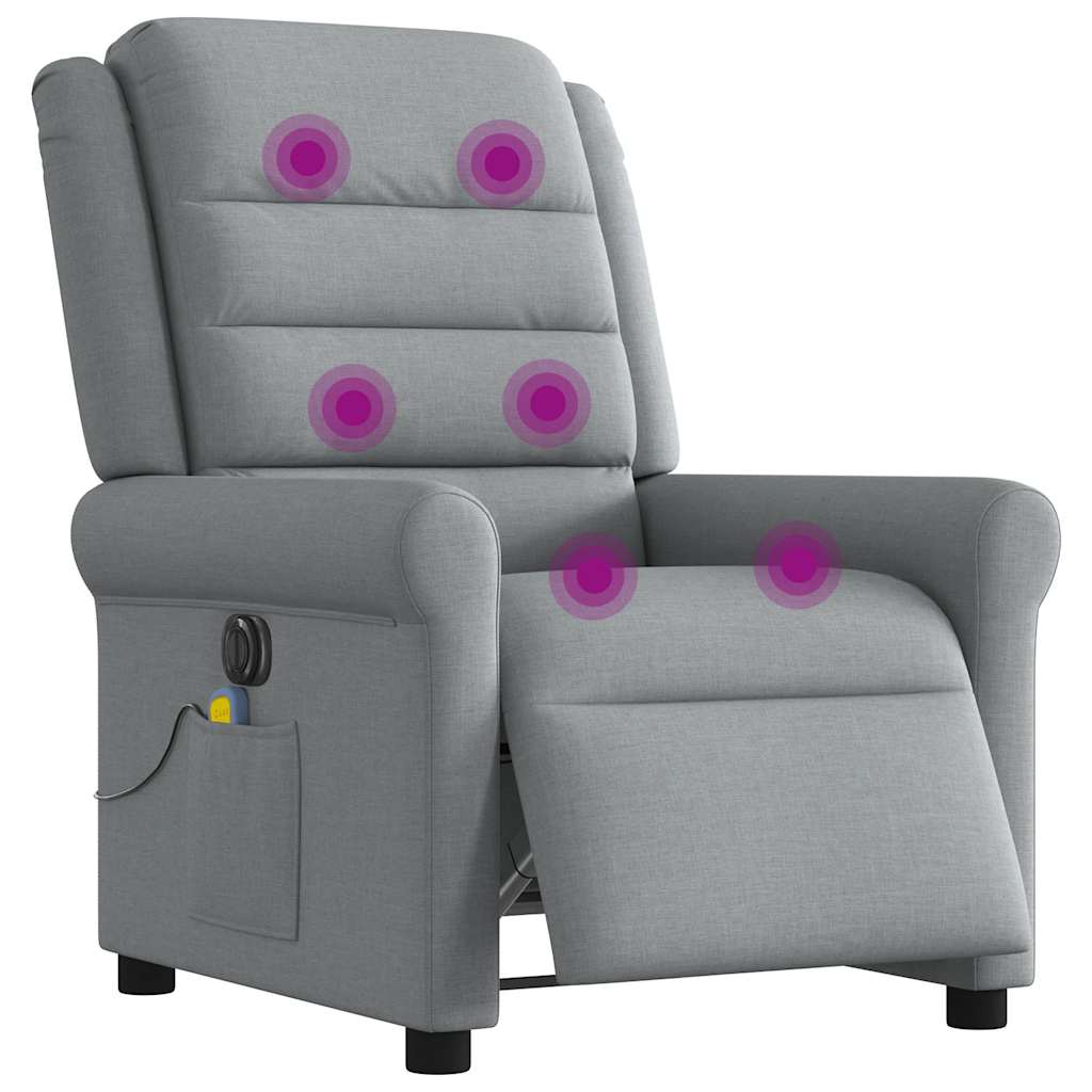 Massagestoel elektrisch verstelbaar stof lichtgrijs