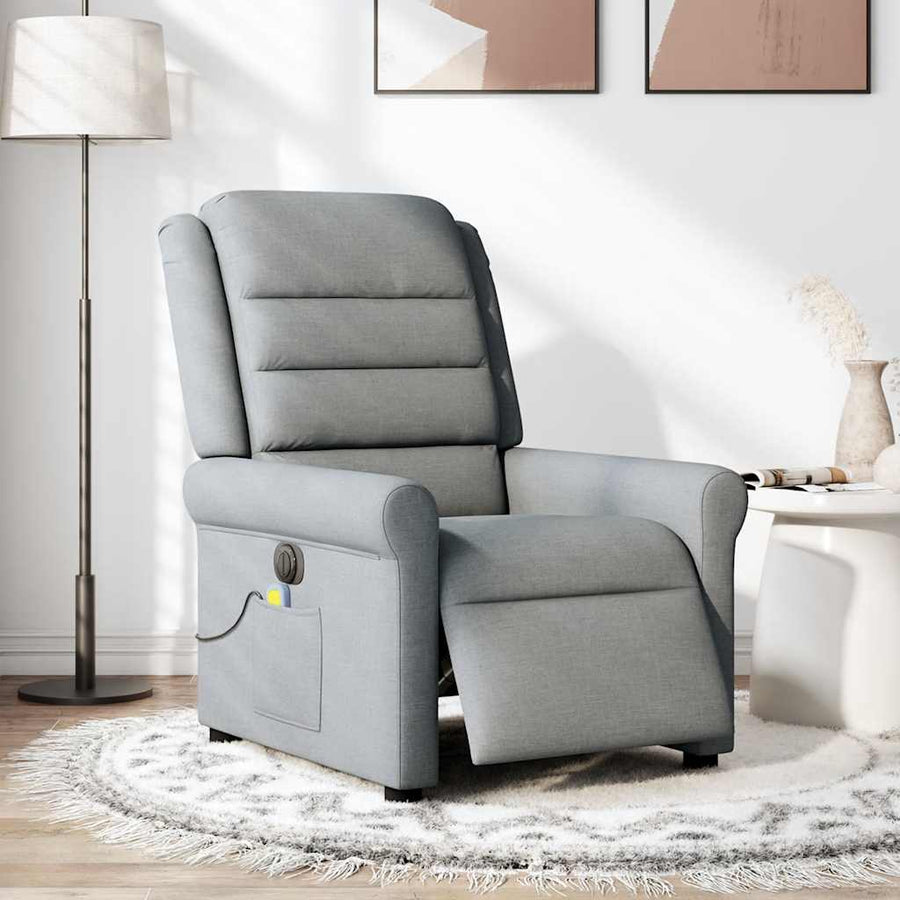 Massagestoel elektrisch verstelbaar stof lichtgrijs