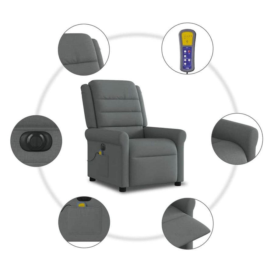 Massagestoel elektrisch verstelbaar stof donkergrijs