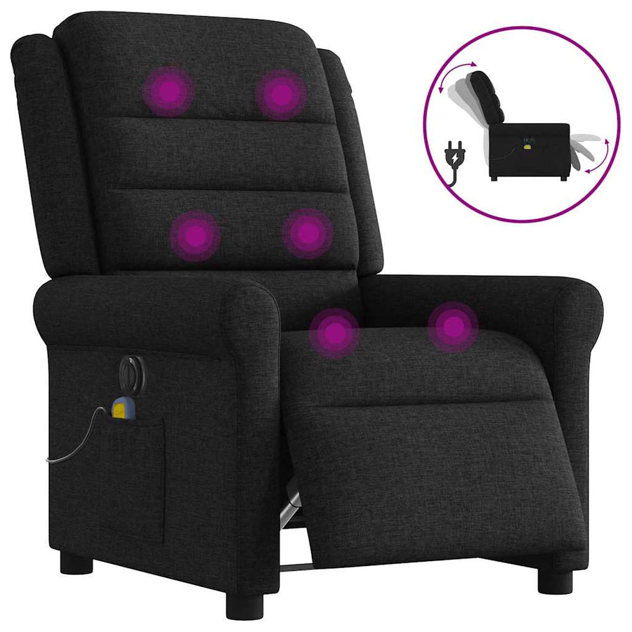 Massagestoel elektrisch verstelbaar stof zwart